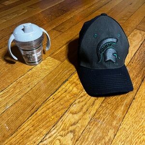 MSU Black and Gray Cap with Green Accents and Tervis sippy cup bundle